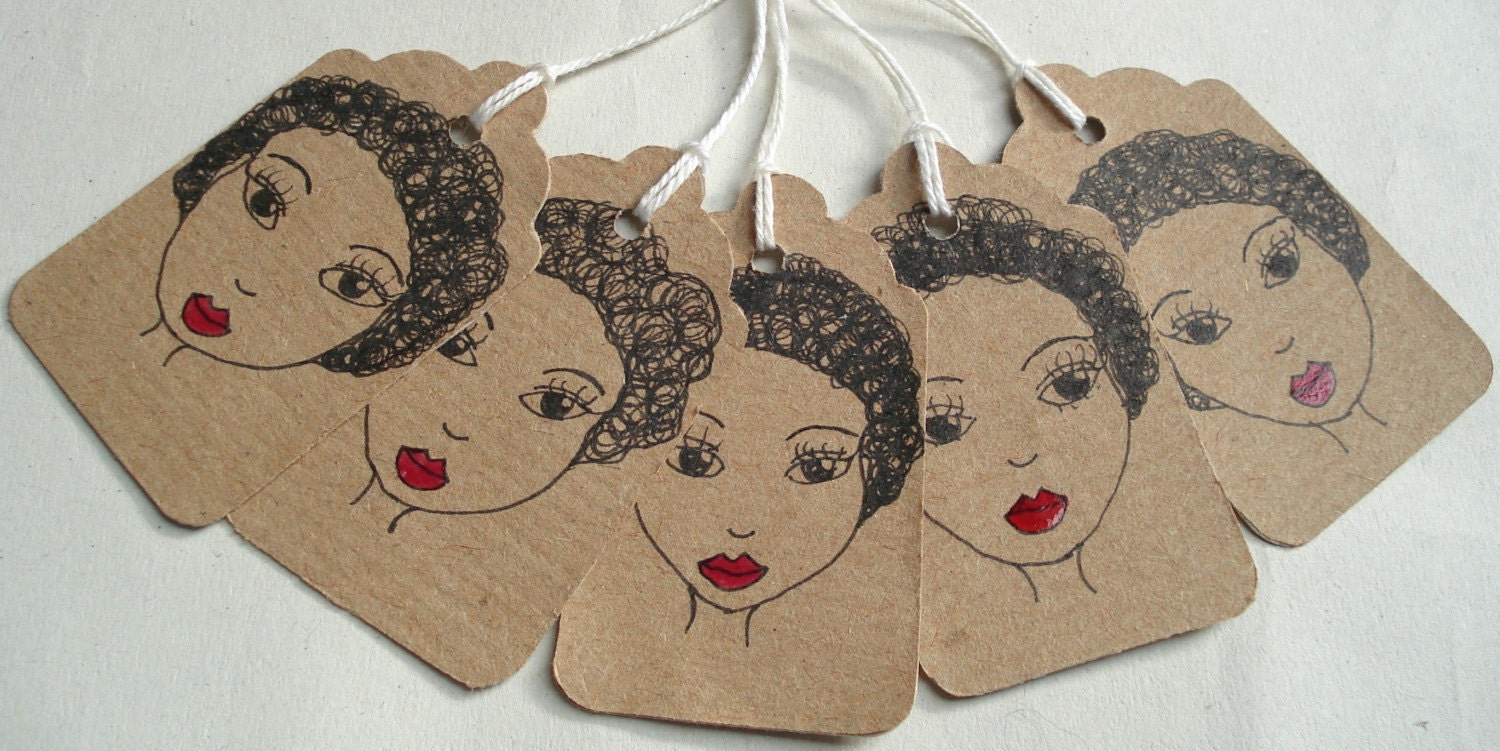 Afro Girl Handmade Gift Tags - Set of 5