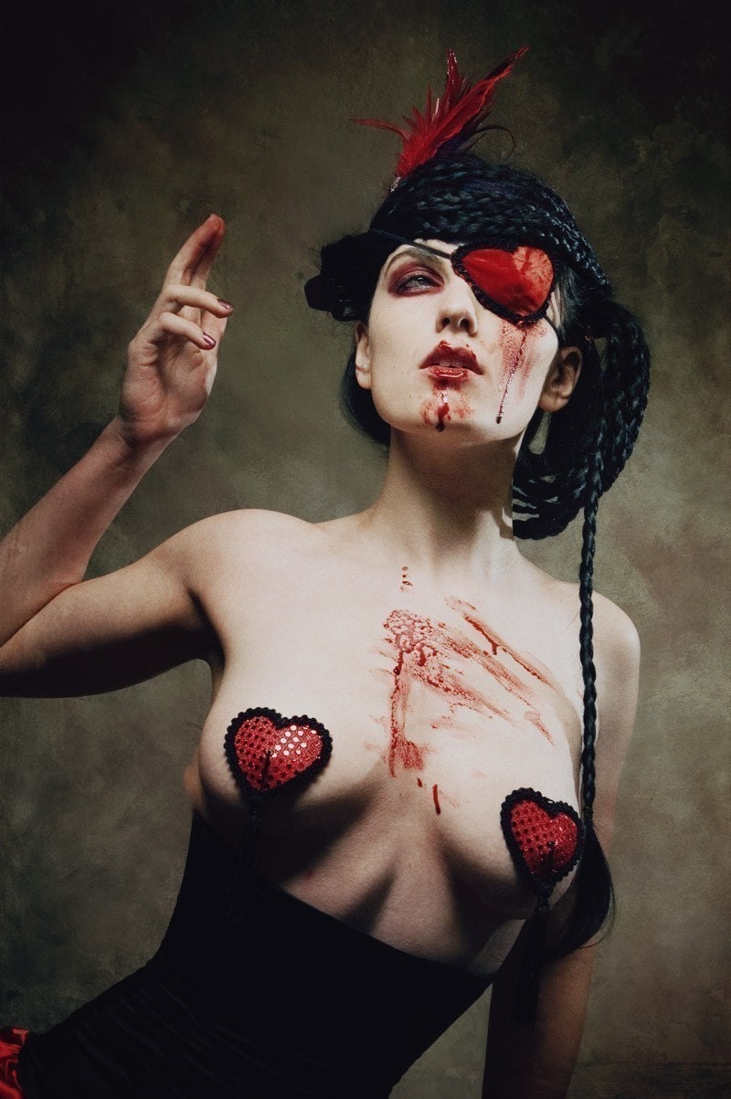 Red Sequin Valentine Heart Break Burlesque Pasties