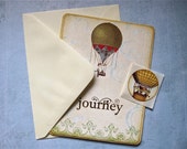 Hot Air Balloon Journey Greeting Card, Vintage Inspired, Blank