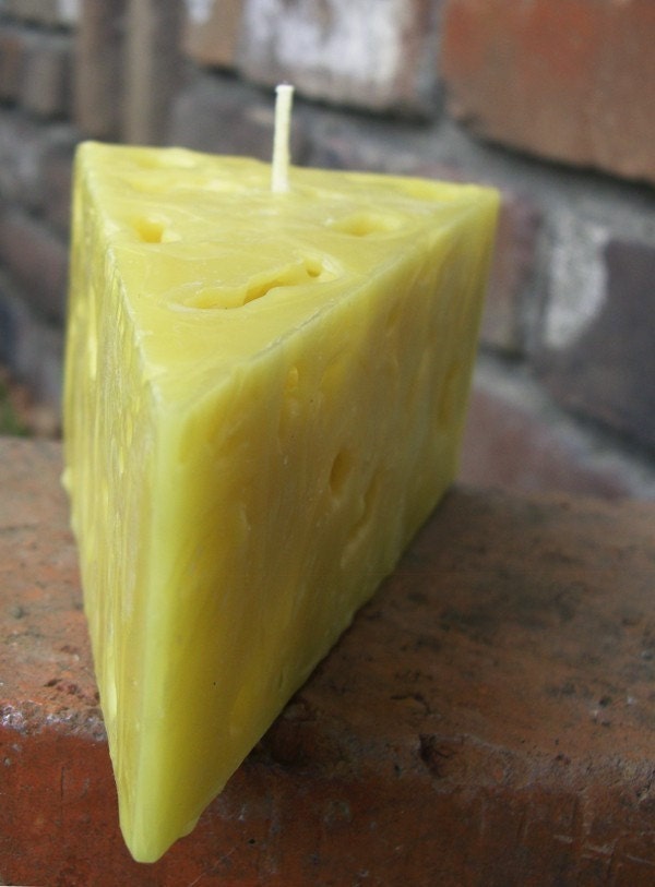 HOLEY CHEESE SLICE CANDLE cheesy and yummy unscented