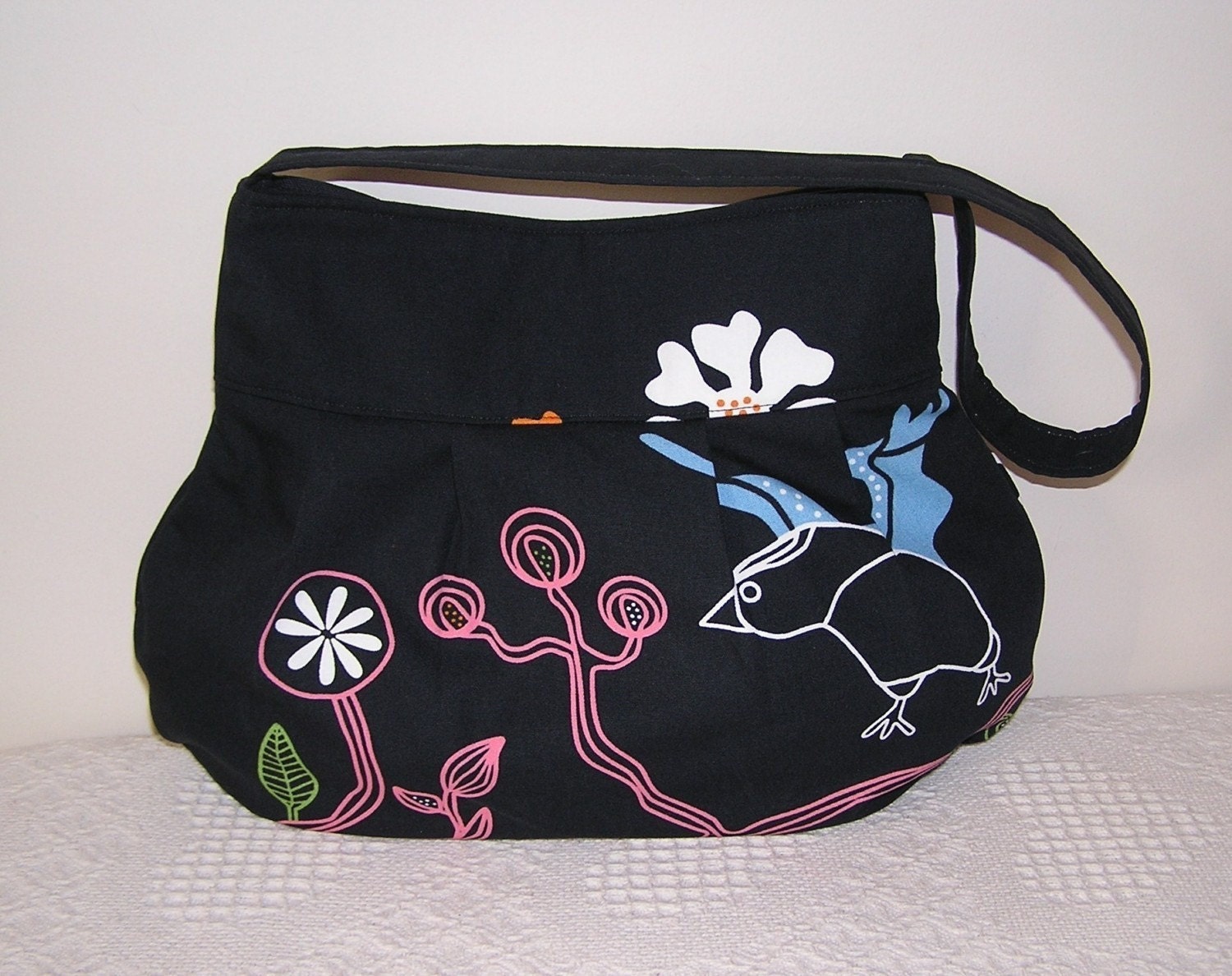 Pleated Hobo Bag in Gunilla Black/Multi Color-MEDIUM