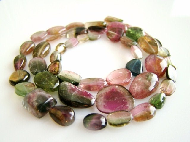 NEW---1/2 STRAND--Finest Watermelon Tourmaline Transparent Smooth and Polished Slice Nuggets