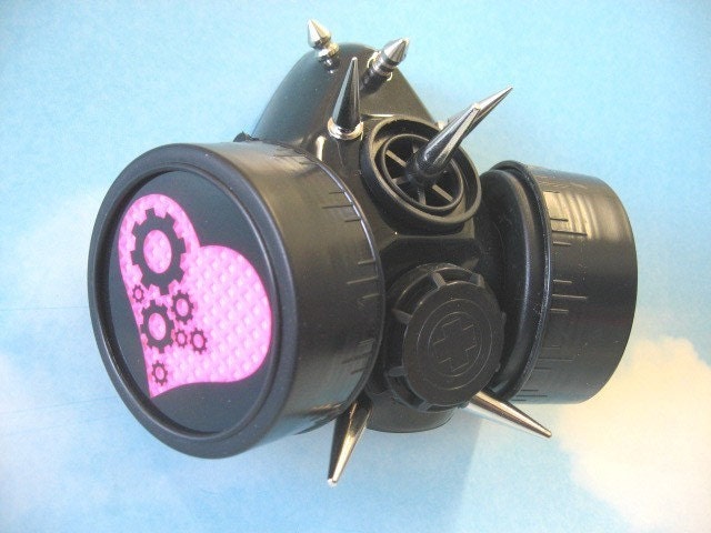 Steampunk Gear Heart Cyber Goth Gas Mask (LED LIGHTS OPTIONAL)