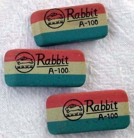 3 Vintage Erasers Quick Like a Bunny Racing Rabbits
