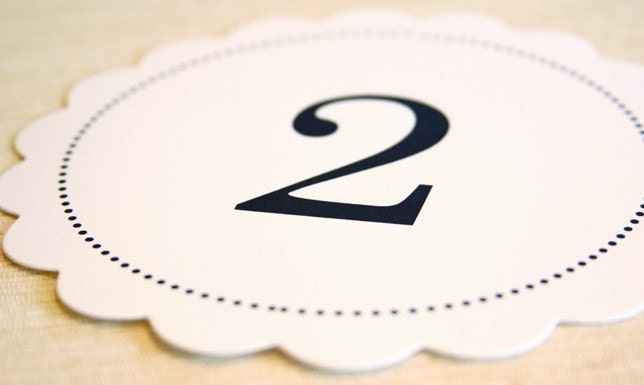 15 Scallop Circle Table Numbers