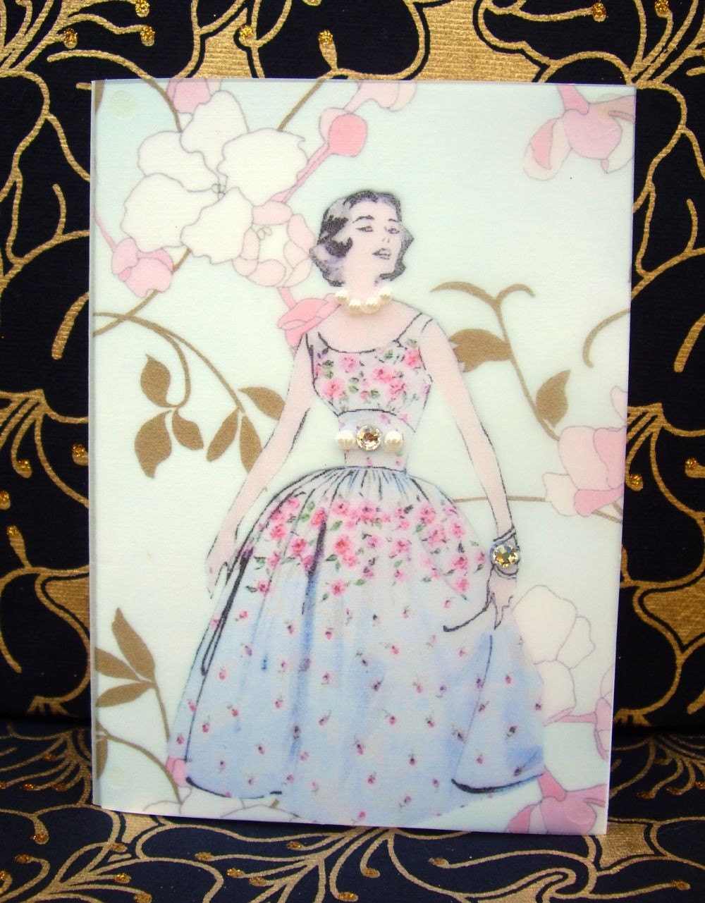 Peggy Card / Vintage Printed Collection / 50s Glamour Girl / Handmade Greeting Card
