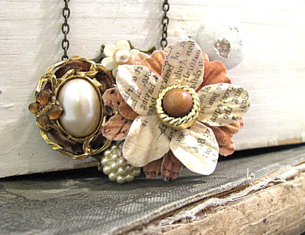Delicate Flower Collage Necklace