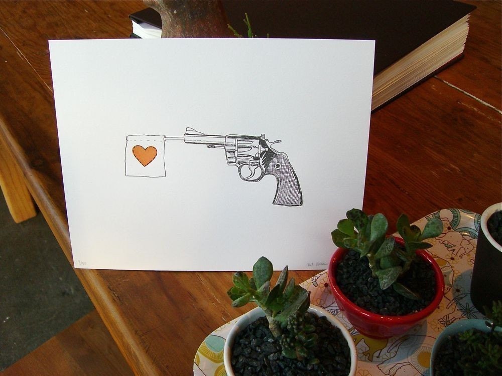 letterpress heart revolver