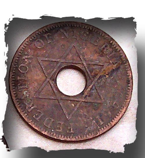 Nigerian Half Penny Focal Point Piece Circa 1959