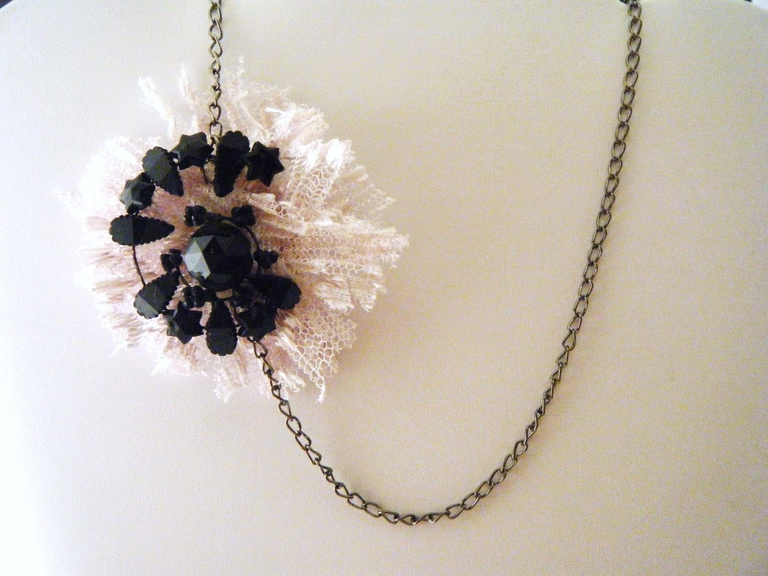 Repurposed Vintage Lace and Celstial Swirl Necklace