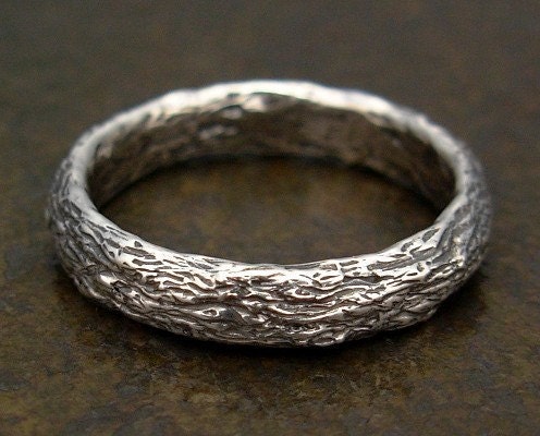 Tree Bark Ring - Sterling Silver - Choose Size