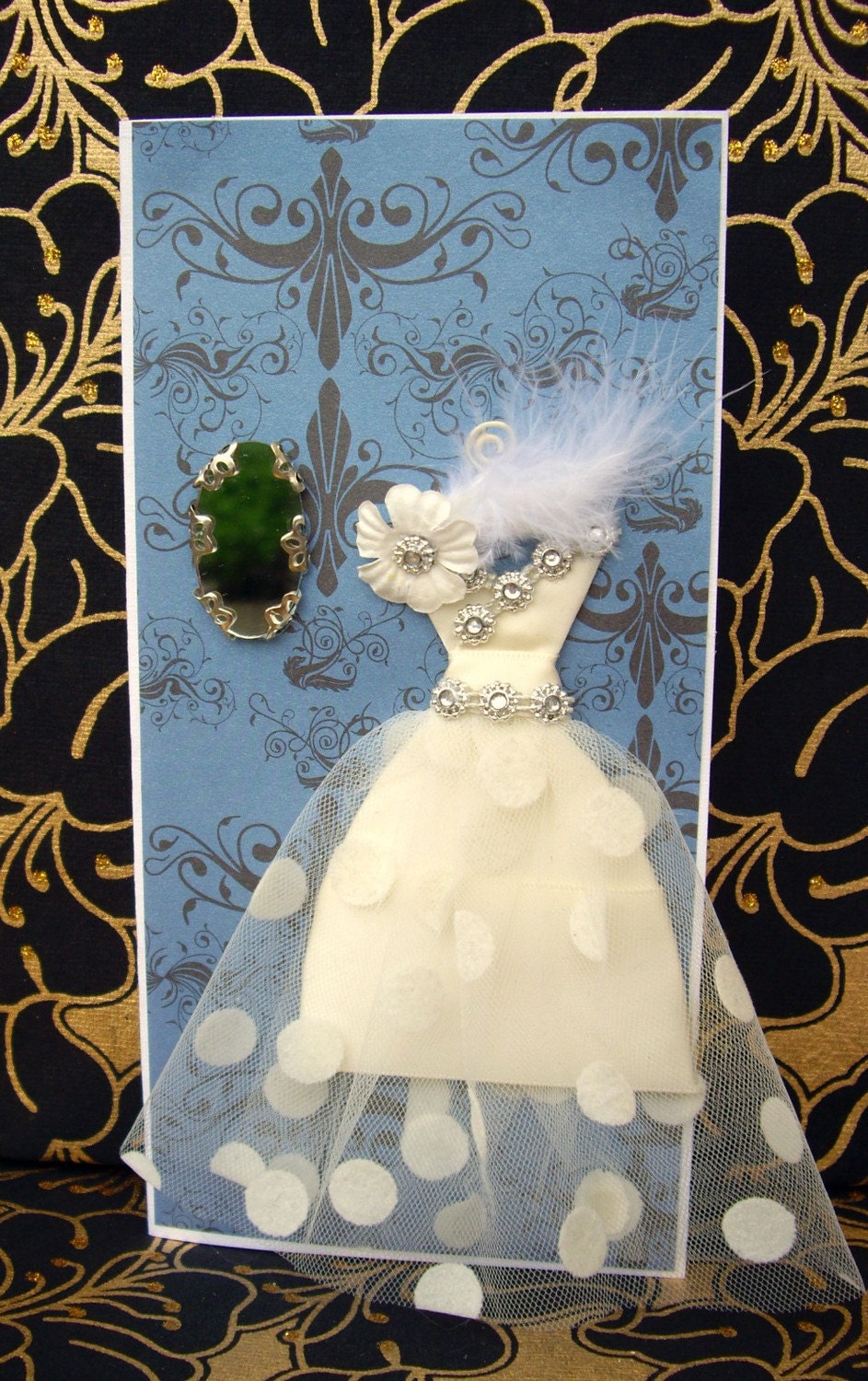 SALE Grace Ivory Personalised Dress Card  / Handmade Greeting Card