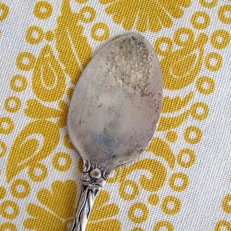 add your word - antique silver plate MINI SPOON