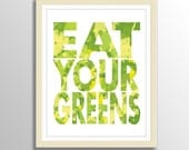 Eat Your Greens - Art Poster Print in green and yellow - 11x14 (28x35 cm)