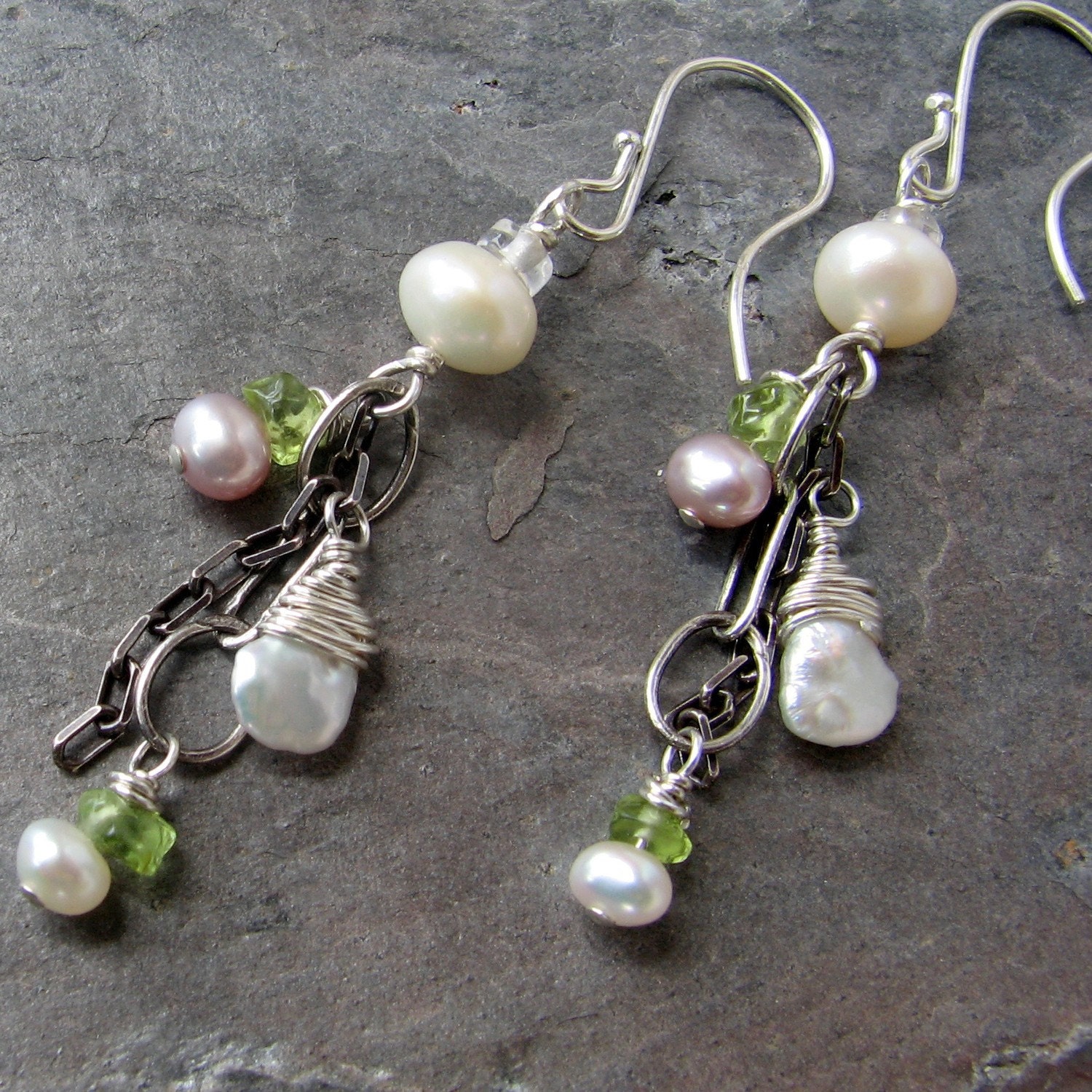 Lacey Pearls sterling earrings