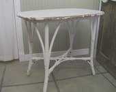 Shabby Painted Wicker Oval Table / Nightstand 2 - Chic