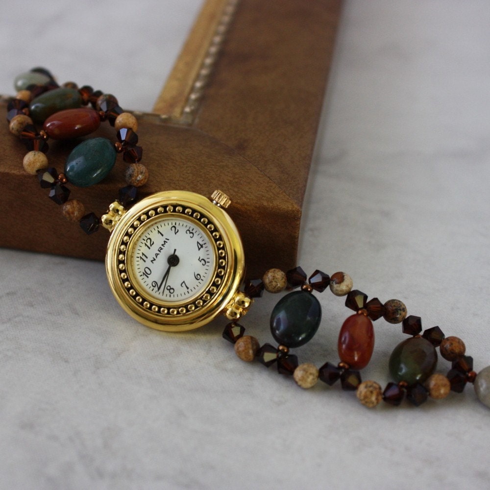 Indian Jasper and Picture Jasper with Mocha Crystal Watch