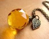 Honey Dewdrop - Yellow Quartz Necklace
