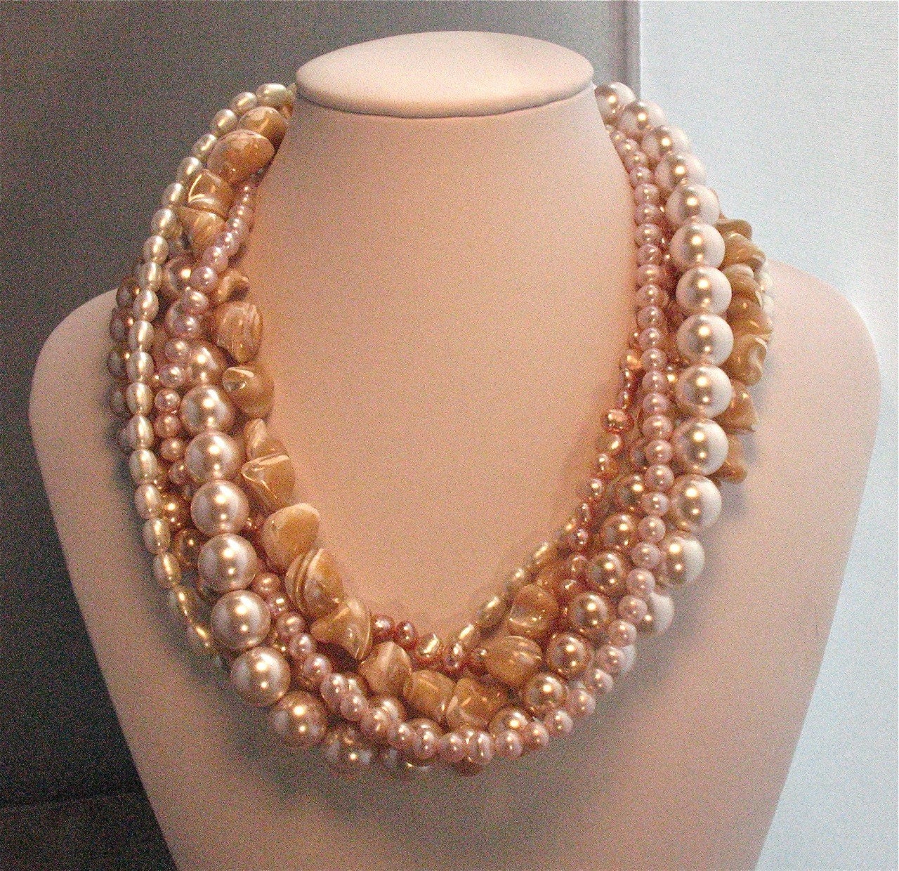 Perla multi pearl twisted torsade necklace