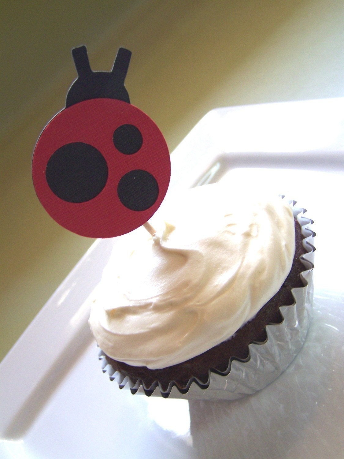 Little Lady Ladybug Cupcake Toppers, Set of 12