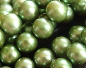 6mm Lustrous Olive Green Freshwater Round Pearl Beads  - 1/2 Strand