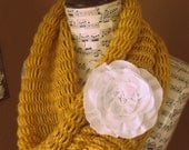Butternut Squash Yellow Cowl with Cream Rose