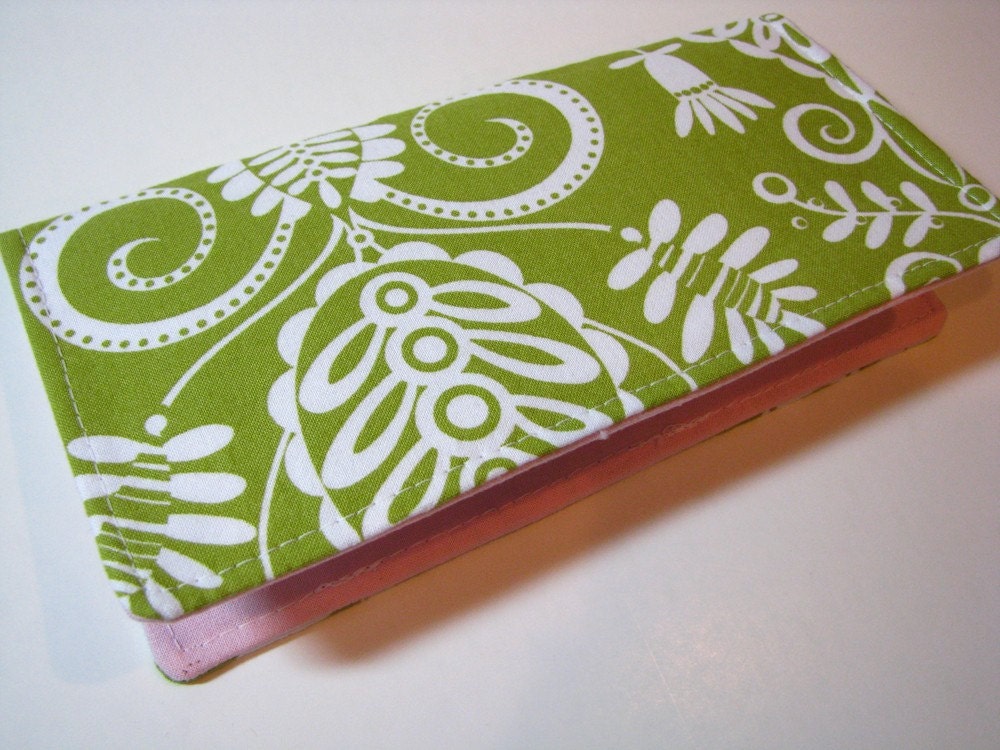 Checkbook cover - Green floral