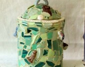 Green Mosaic Memory Jar with Animals