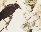 The Raven's Story - The Black Feathered Hat - One Blank Victorian Collage Card