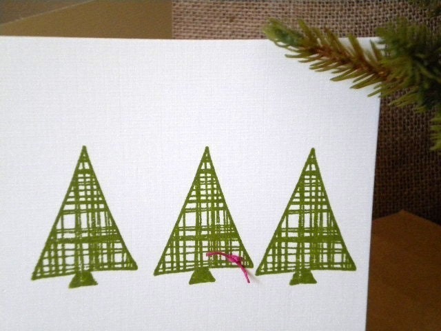 Mesh Christmas Tree Olive Wood Stamp