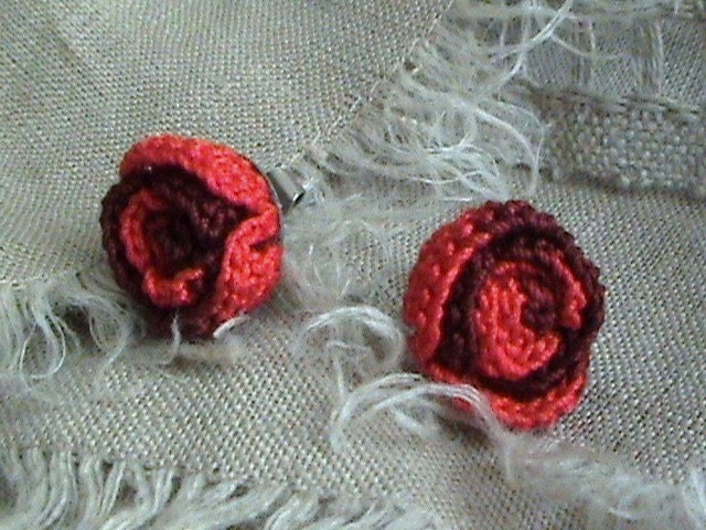 Elegant red rose earrings - Say it with roses - surgical earring posts