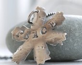 peace, handsculpted fine silver snowflake pendant necklace