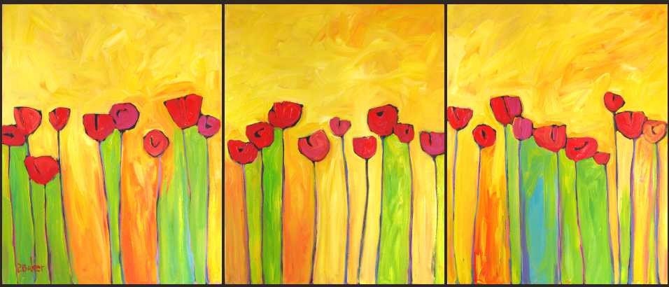Abstract Poppies on Yellow