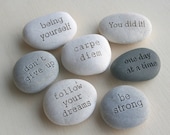 Message stone - custom text on beach pebble by sjEngraving