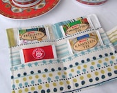 Tea Bag Wallet - Mini Wallet - turquoise stripes and polka-dots