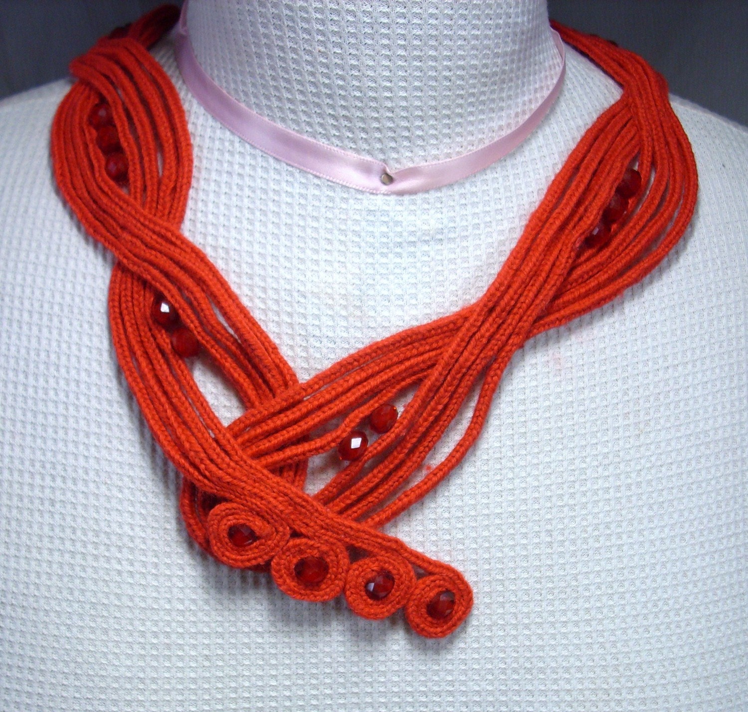 Red Asymmetrical Dinara Statement Necklace