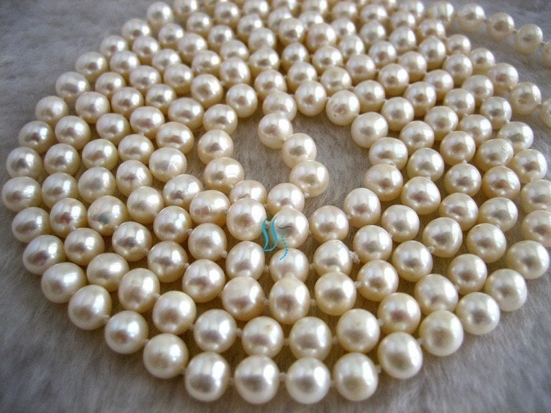 Free shipping - 52 inch 6-7mm White Freshwater Pearl long Necklace