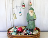 Vintage Mercury Glass Christmas Ornaments - Striped Bells - Set of Four