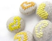 Yellow Hearts - Hand Embroidered Buttons