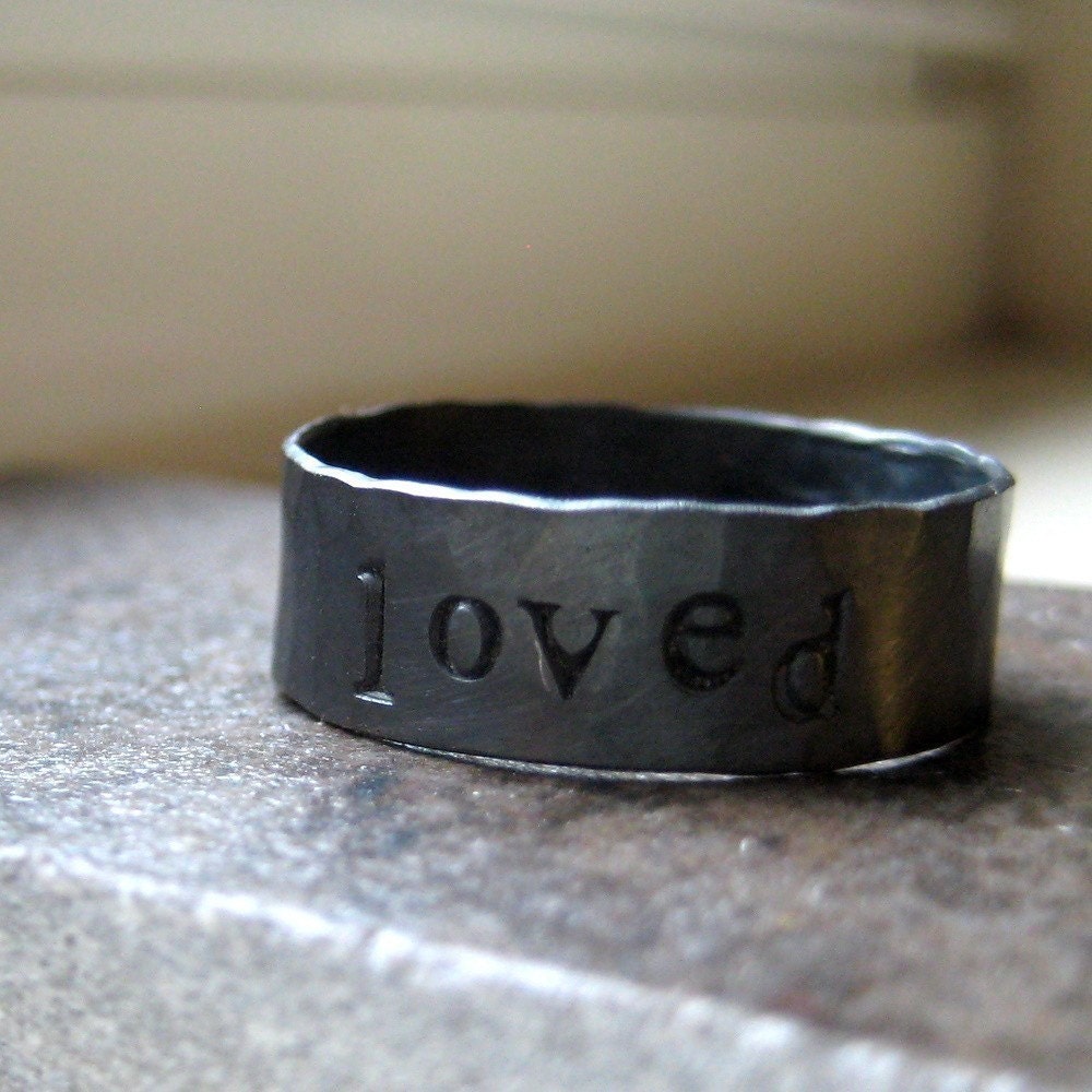 Rustic personalized sterling silver band - perfect groomsmen gift best man