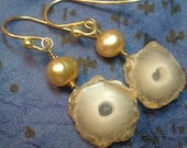 Solar Quartz and Pearl 18K Gold Earrings