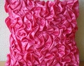 Vintage Fuchsia  - Throw Pillow Covers - 16x16 Inches Satin Pillow Cover with Fuchsia Pink  Satin Ruffles