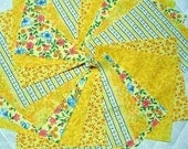 20 - 4 x 4 Yellow Quilt Charm Squares - SEW FUN QUILTS Time Saver Kit - Pre Cut Fabric Charm Squares