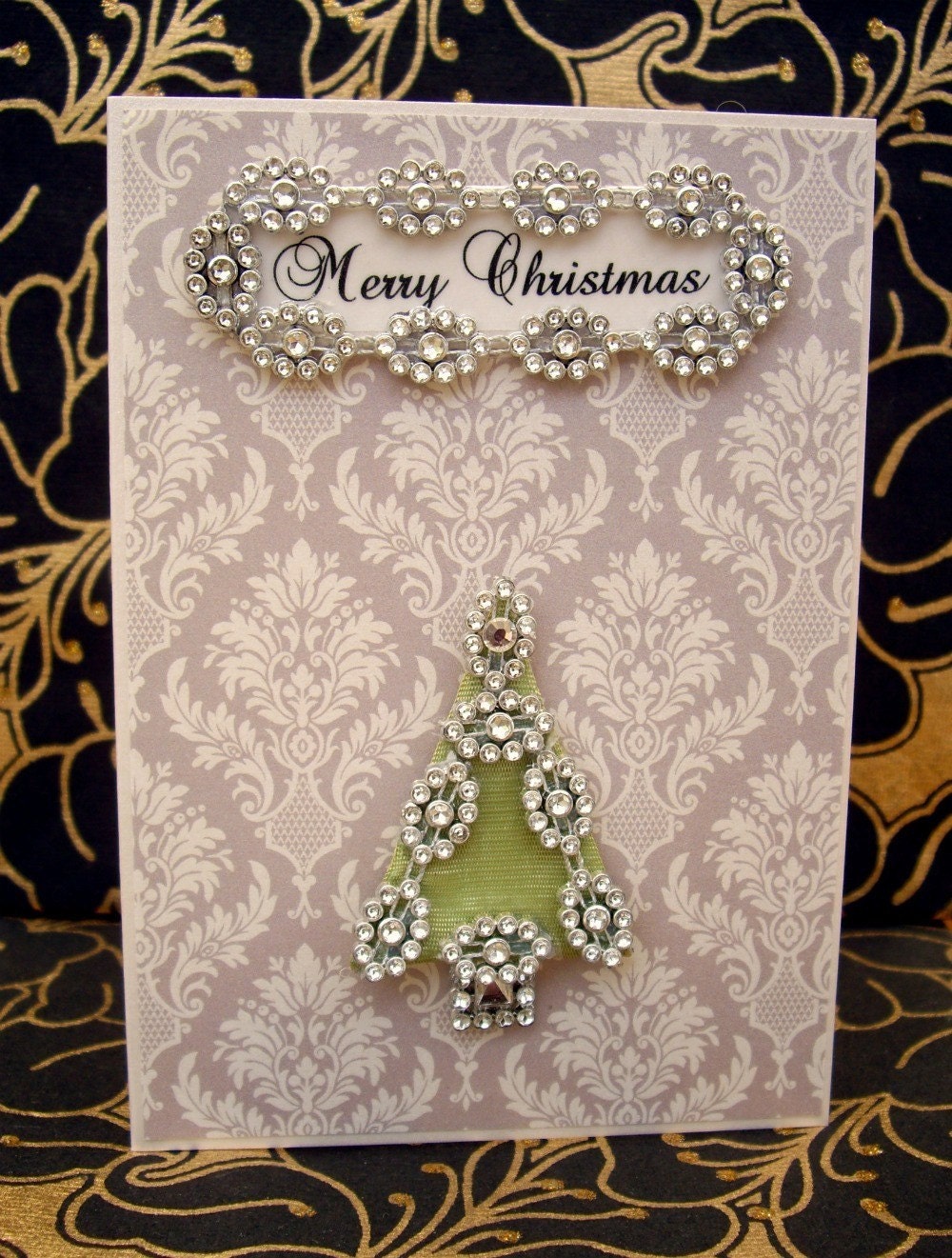 SALE Merry Christmas Tree Card / Handmade Greeting Card