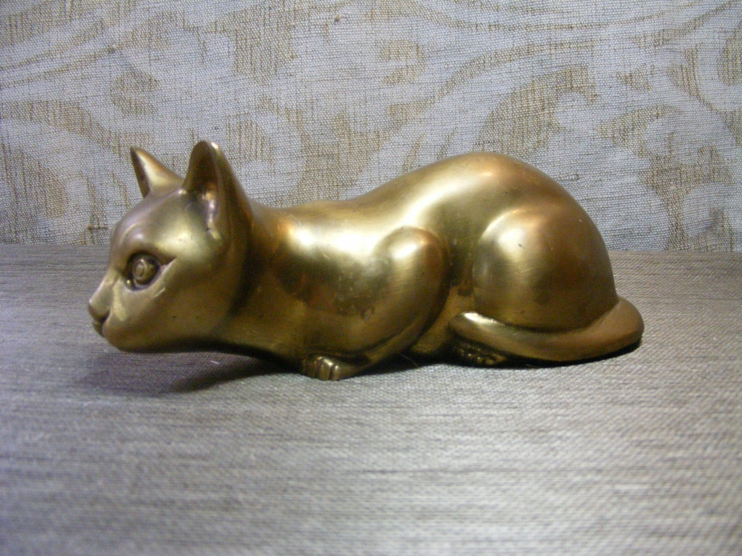 Heavy, Brass, Cat, Figure, Paperweight, Desk, Office, Library, by Violets And Grace on Etsy
