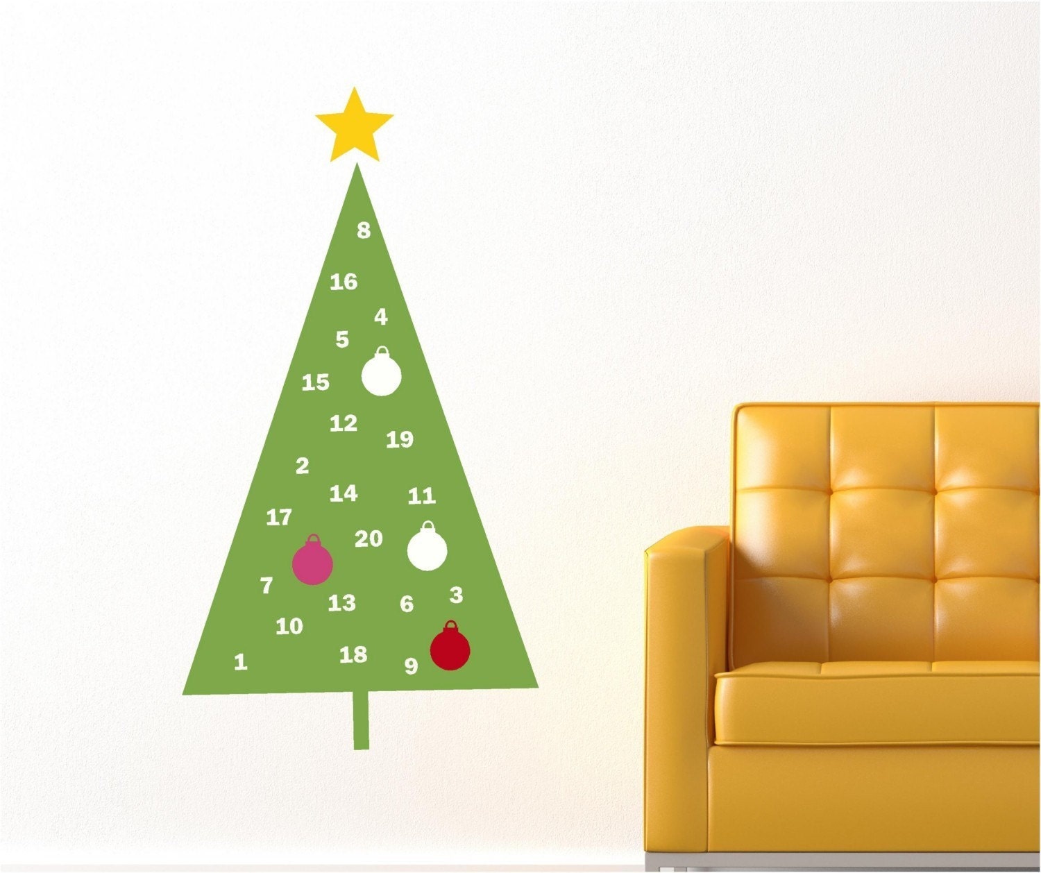 40x22 Christmas Advent Calendar Tree Holiday Vinyl Decor Wall Lettering Words Quotes Decals Art Custom Willow Creek Signs