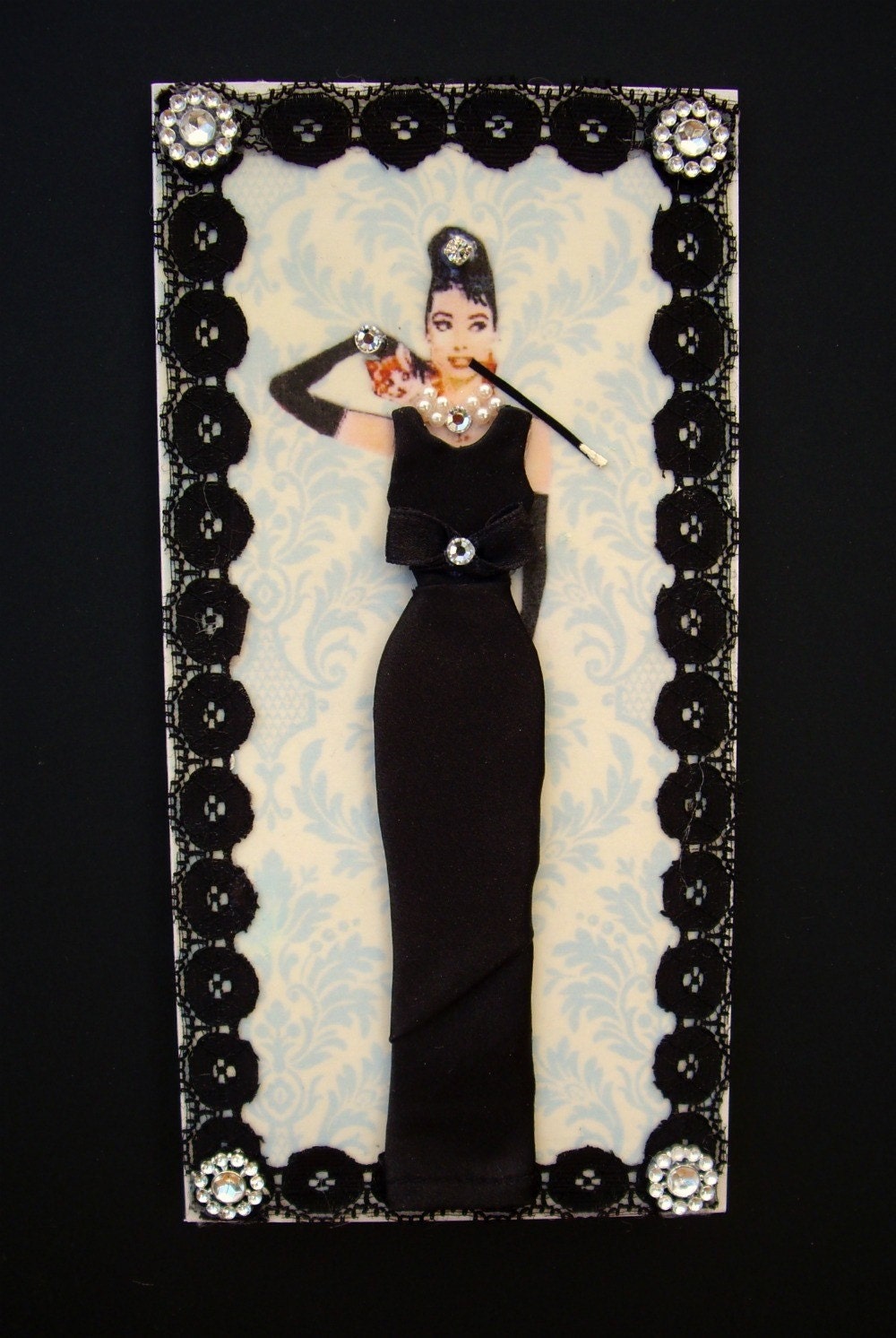 Breakfast at Tiffanys Dress Card / Audrey Hepburn / Handmade Greeting Card
