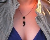 Semicolon Black Laser Cut Acrylic Pendant Necklace