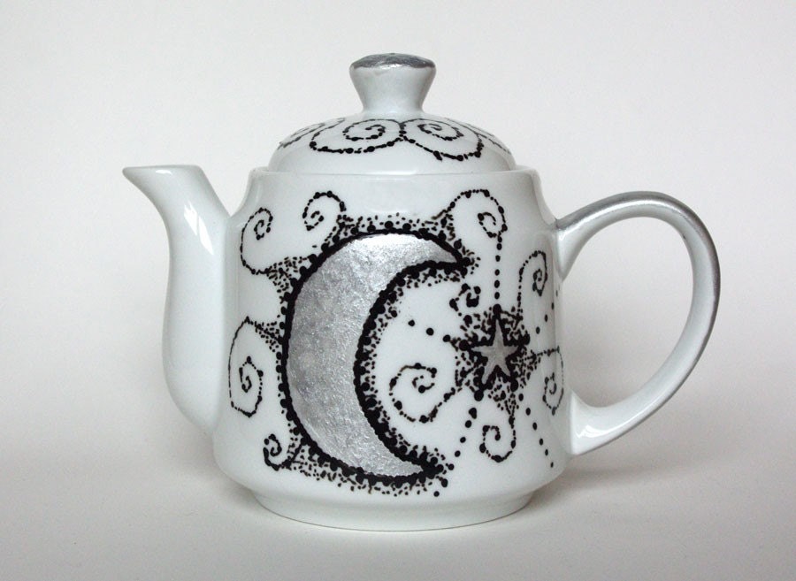 Silver Moon and Star Tea Pot - Personalized