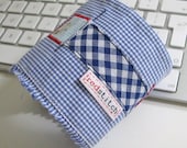 blue gingham repurposed wrist cuff made by redstitch on Etsy